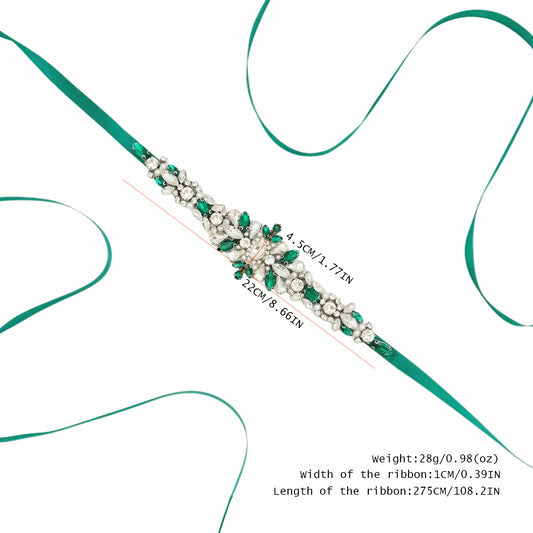 Emerald Rhinestone Belt - Bridella BS133KL