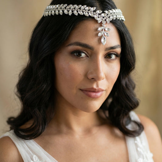 Silver Rhinestone Bridal Tiara Crown - Bridella BHP529-S
