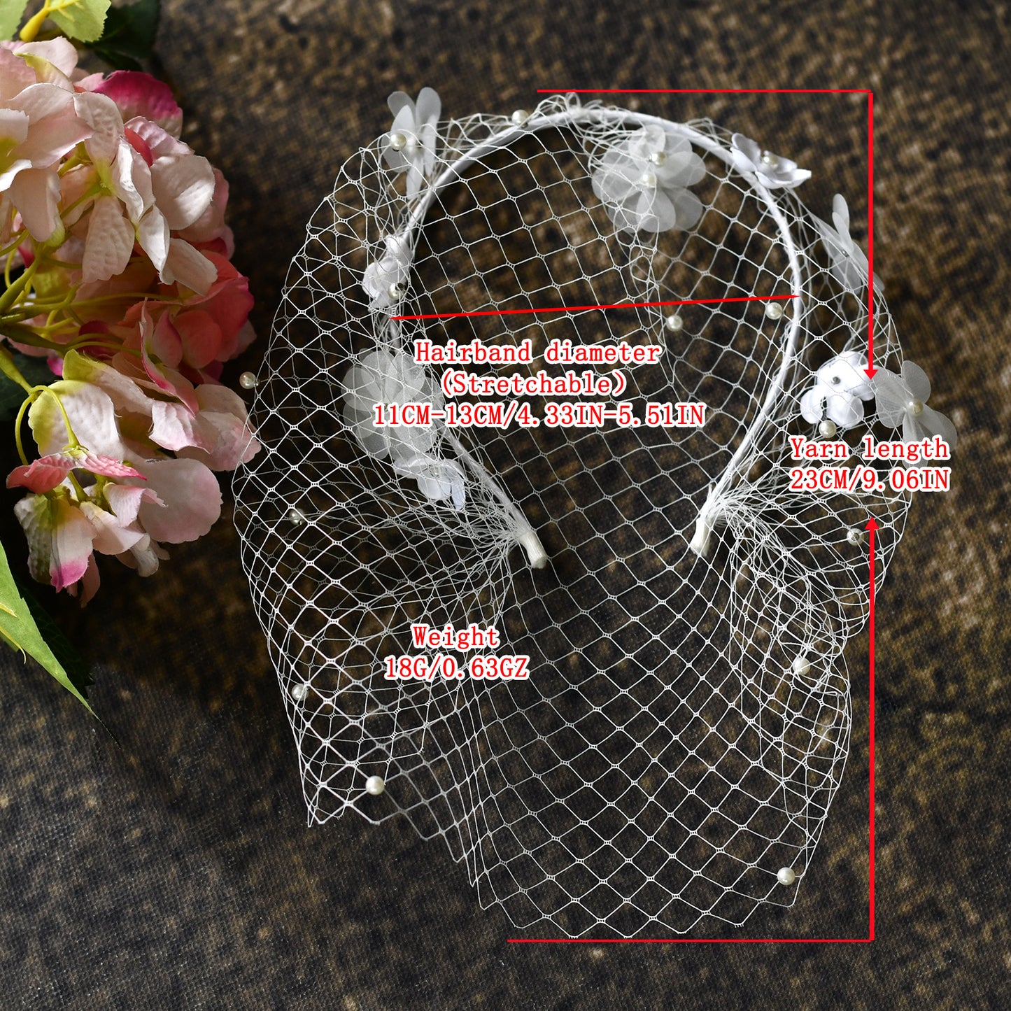 Floral Bridal Veil Headband Wedding Hair Accessory - Bridella BVA27-W