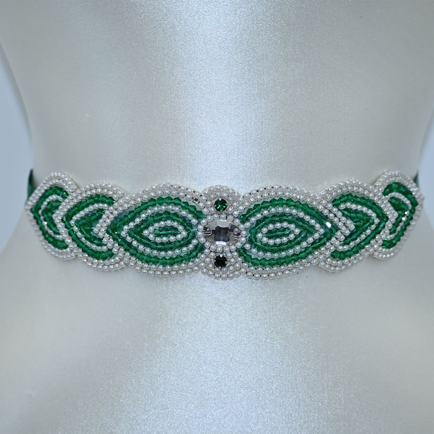 Bridella BS265-Green Ribbon Green Rhinestone Belt