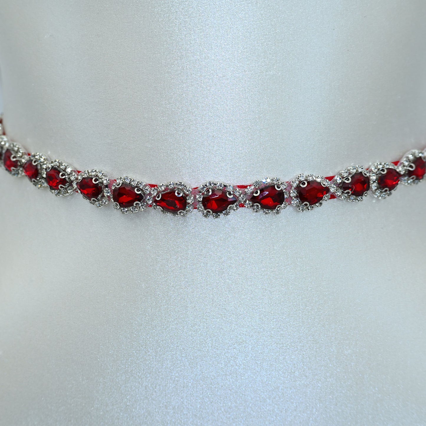 Bridella BS190R-Wine Red Wine Rhinestone Belt