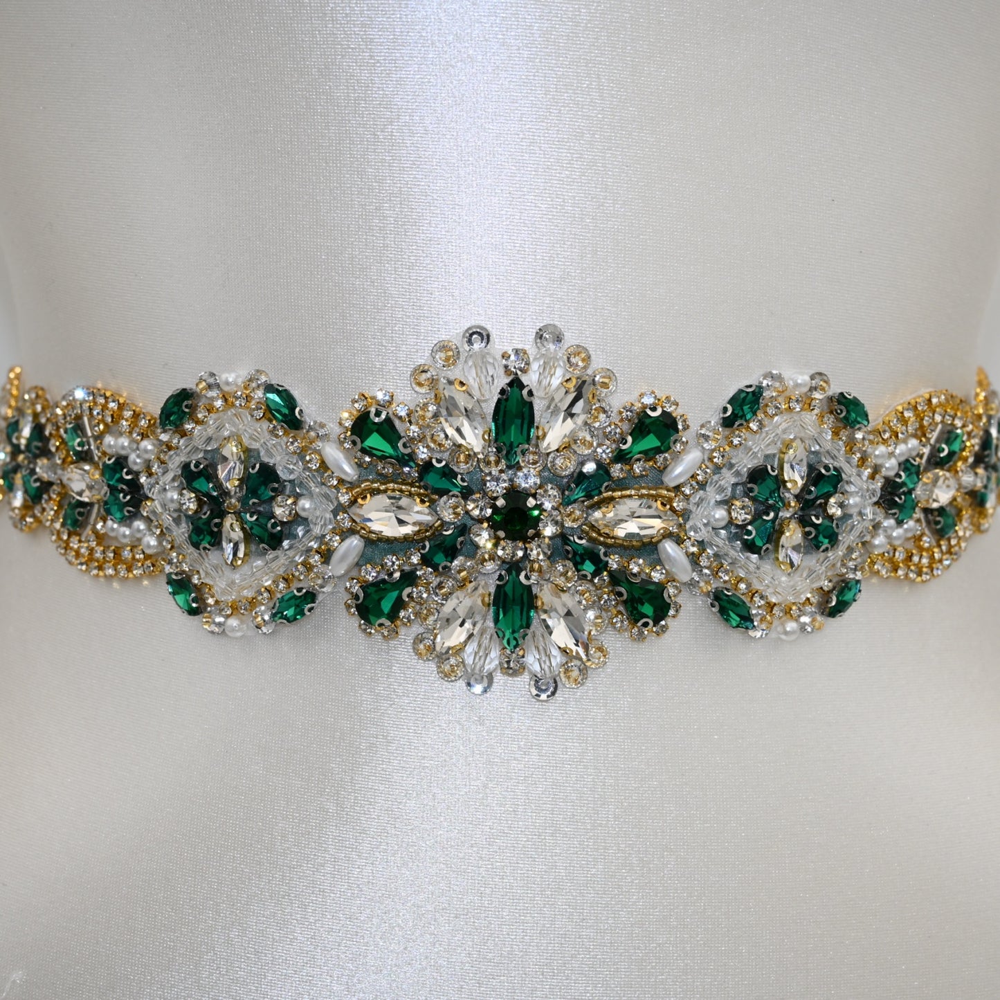 Bridella BS433GKL Green Rhinestone & Pearl Accessory