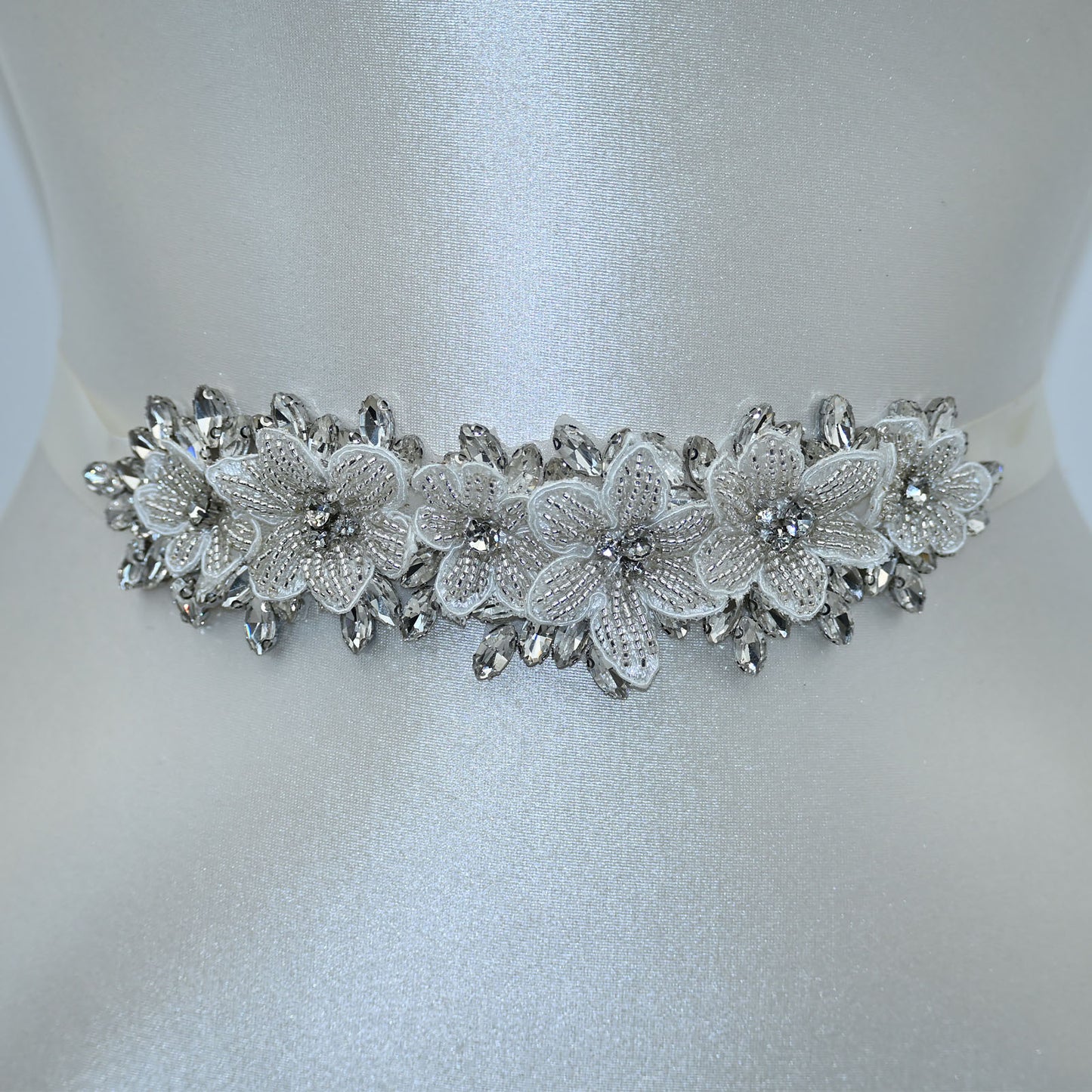 Bridella BS63 Off White Rhinestone Belt