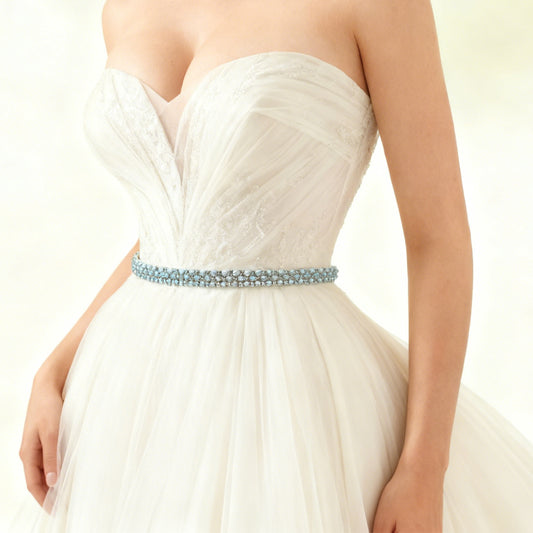 Bridella BS134L White Rhinestone & Pearl Belt