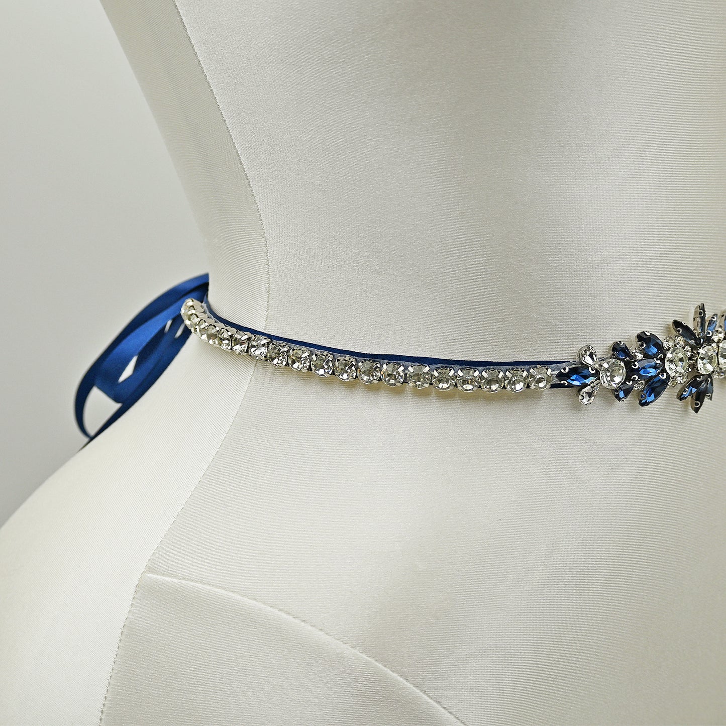 Navy Rhinestone Bridal Dress Belt for Wedding - Bridella BS160ML