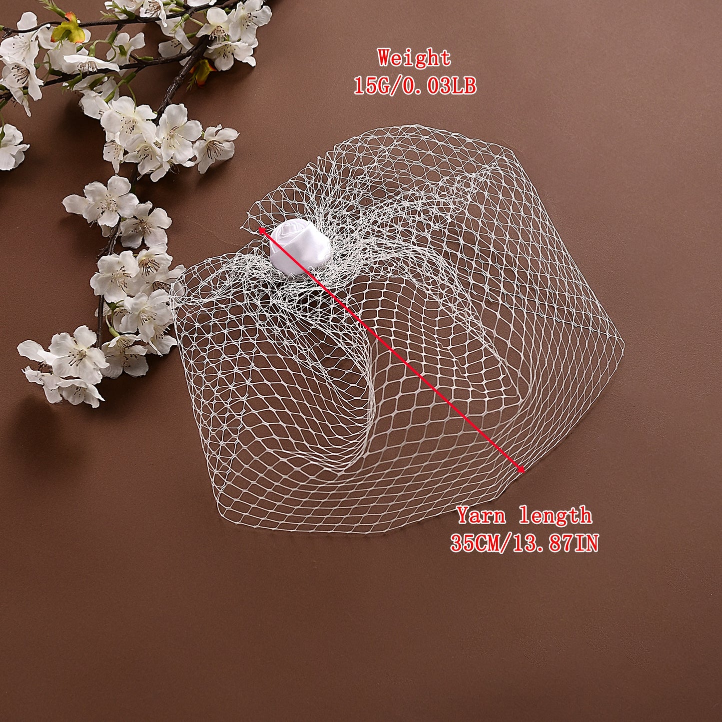 Birdcage Bridal Veil Ribbon Flower Headband Blusher Face Veil White - Bridella BVA02