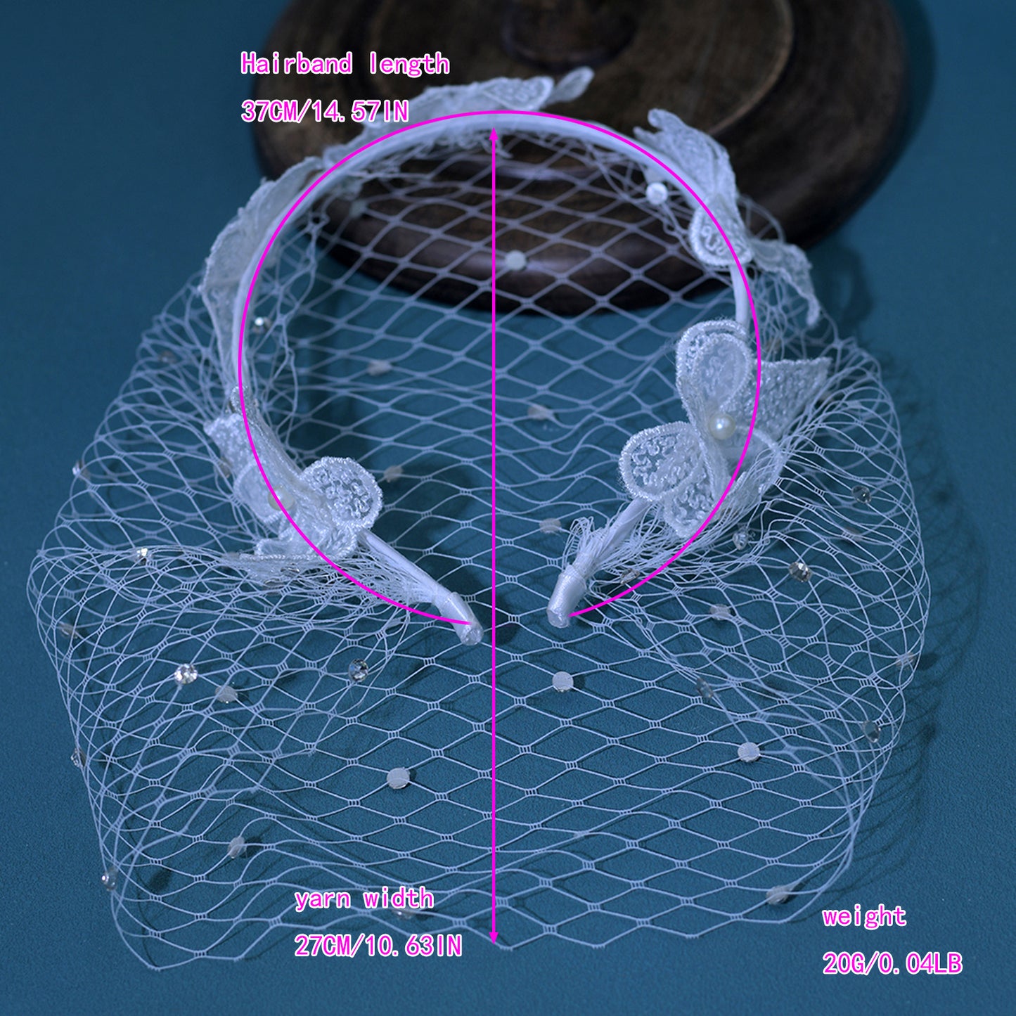Rhinestone Lace Birdcage Bridal Veil Headband - Bridella BMA27