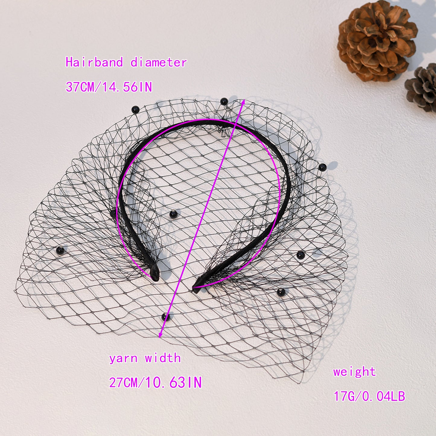 Black Pearl Birdcage Bridal Veil Gothic Wedding Veil - Bridella BMA35