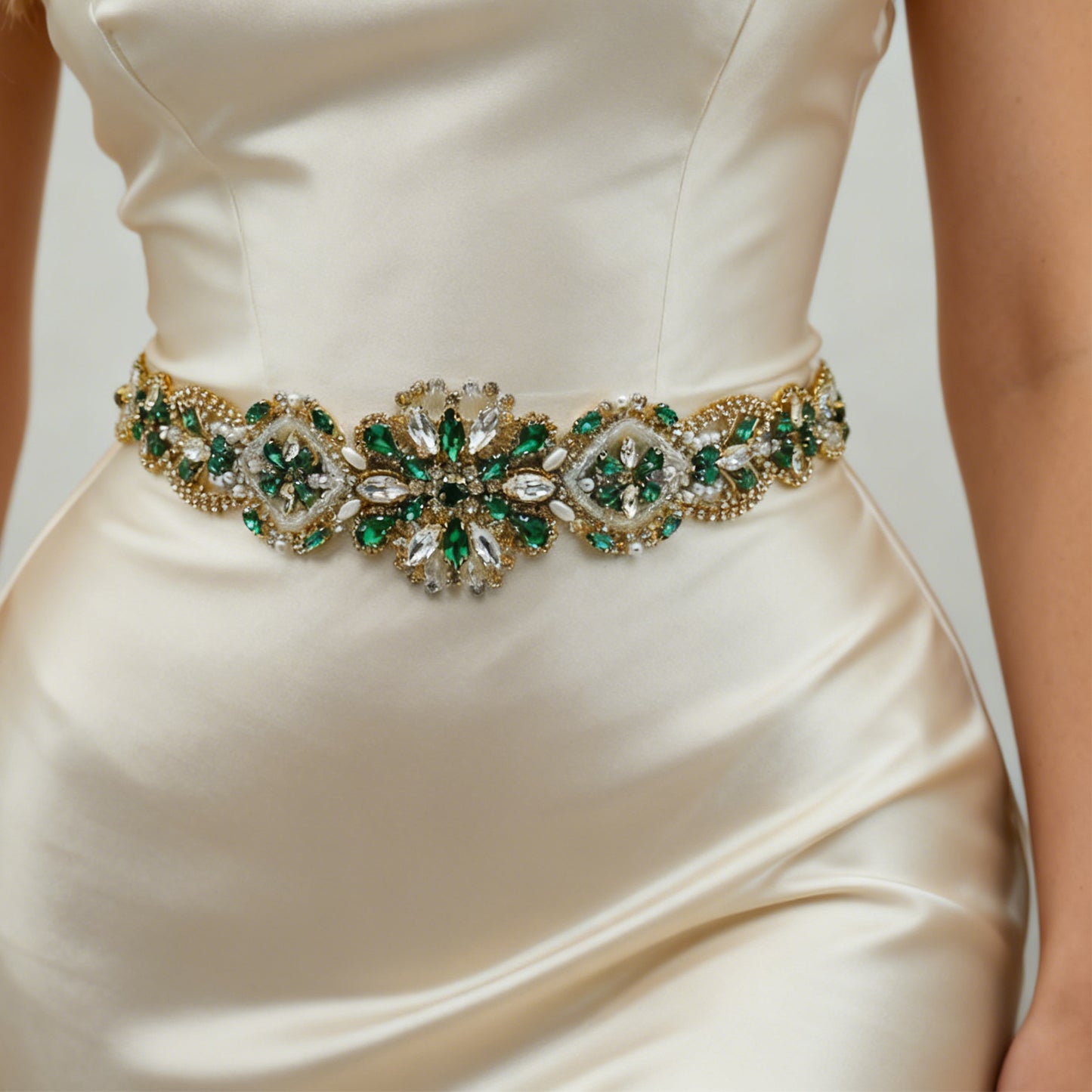 Bridella BS433GKL Green Rhinestone & Pearl Accessory