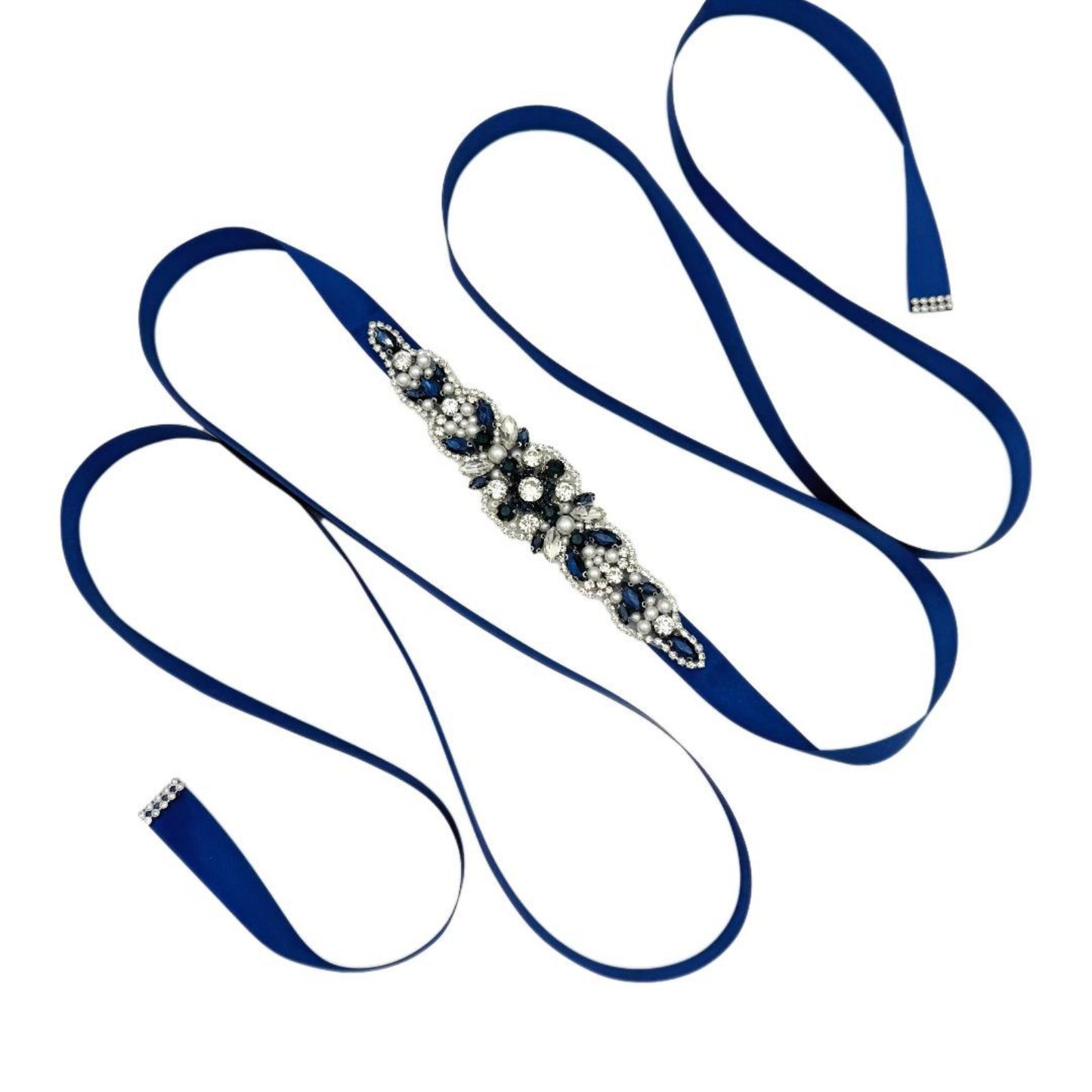 BS162ML navy rhinestone belt