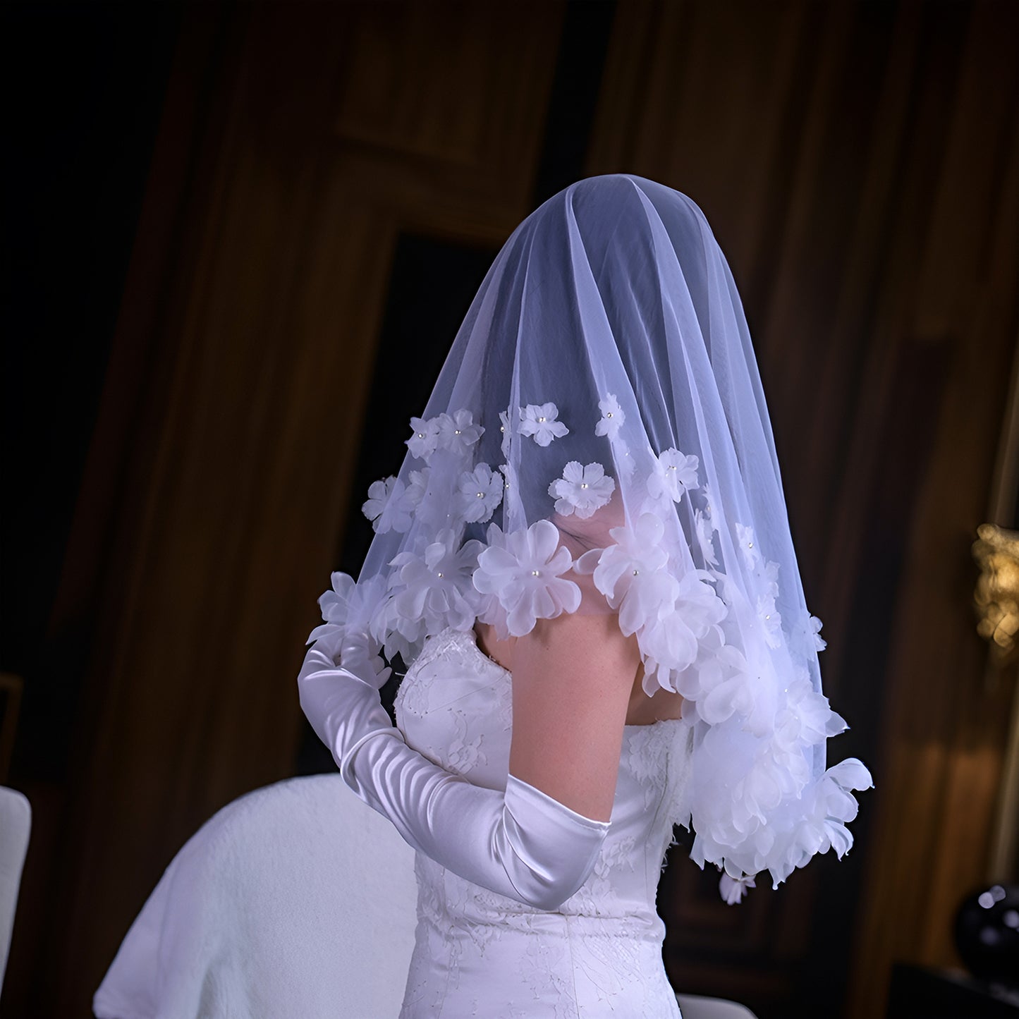 Ivory Mesh Bridal Veil One Layer for Wedding - Bridella V230-I