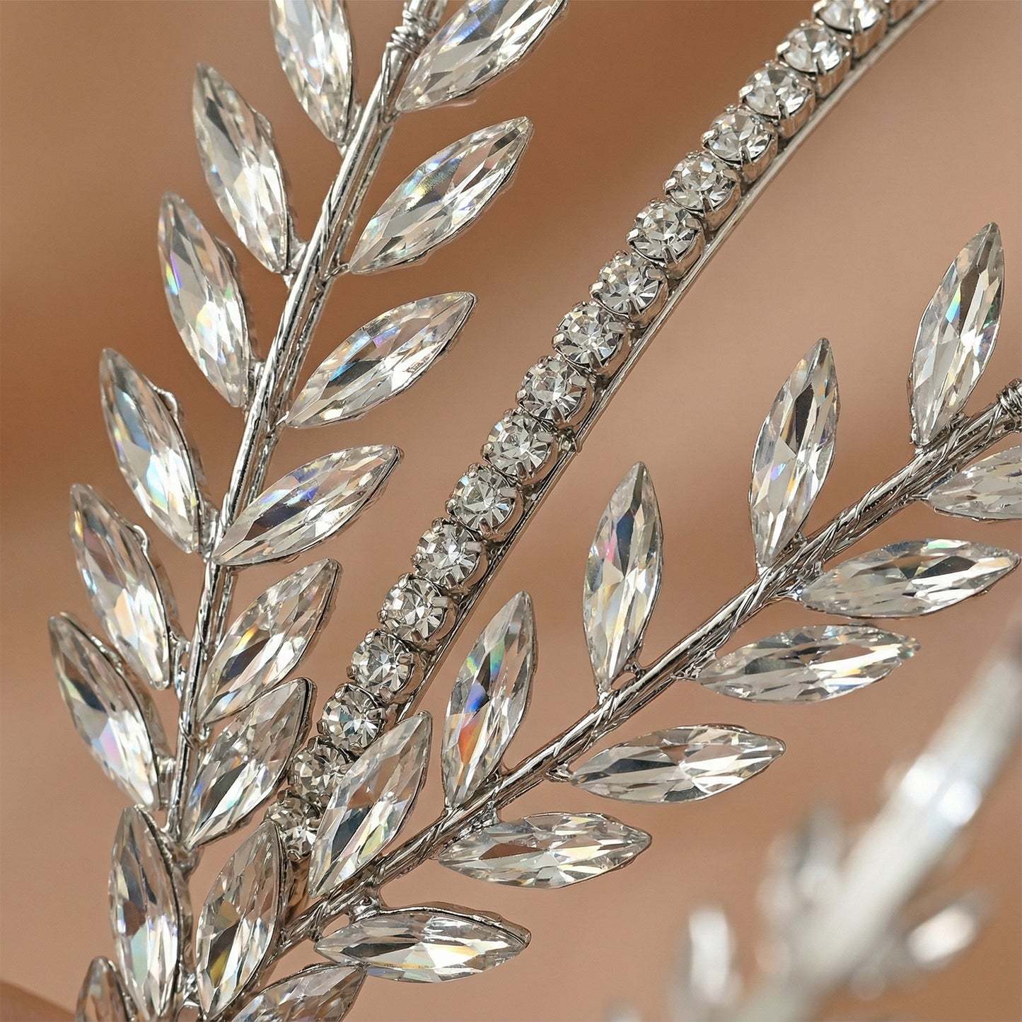 Silver Rhinestone Bridal Headband Bridella BHP528-S