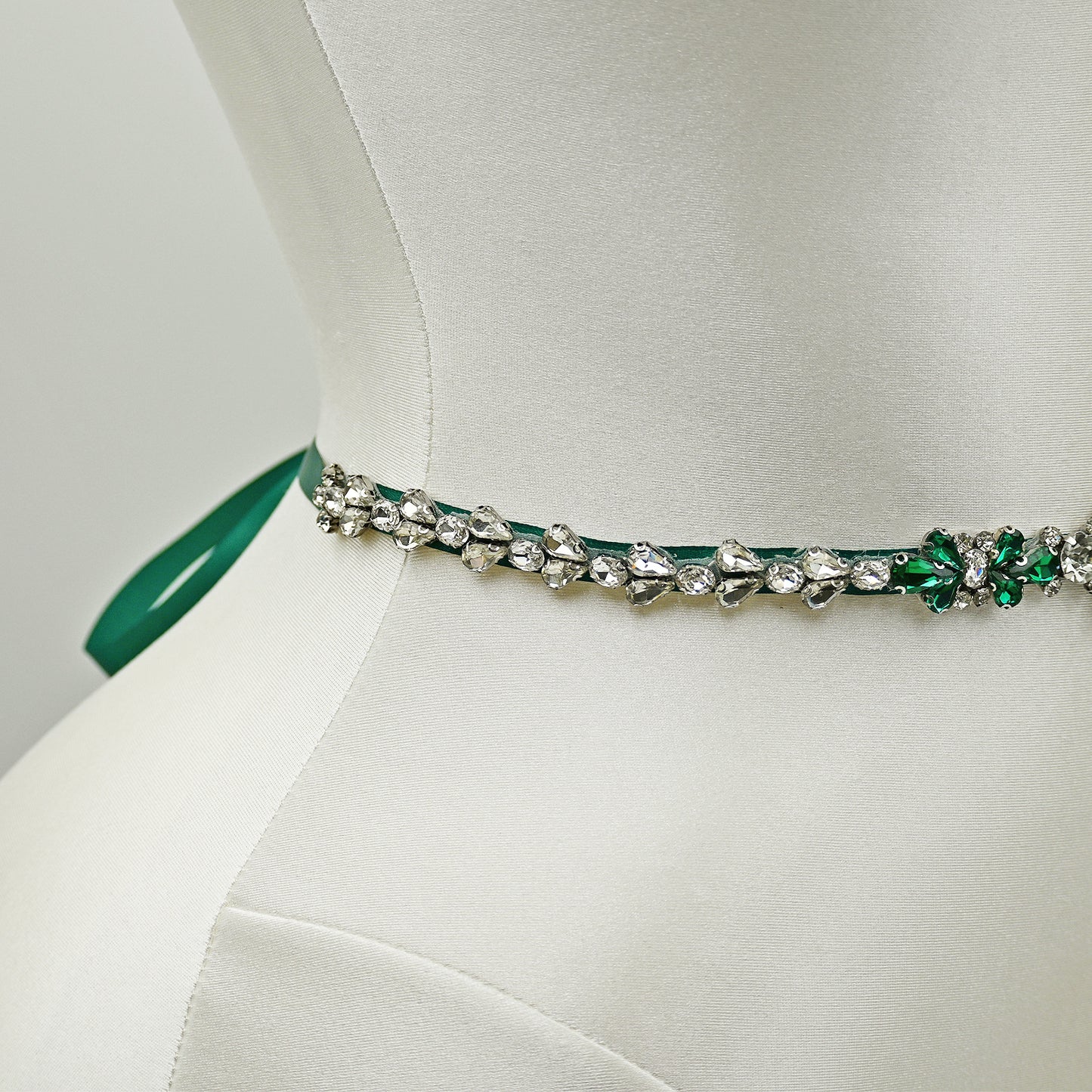 Green Rhinestone Bridal Belt Sash for Wedding - Bridella BS163KL