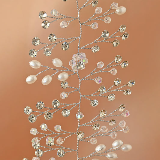 Bridella BHP10-S Silver Rhinestone & Pearl Tiara