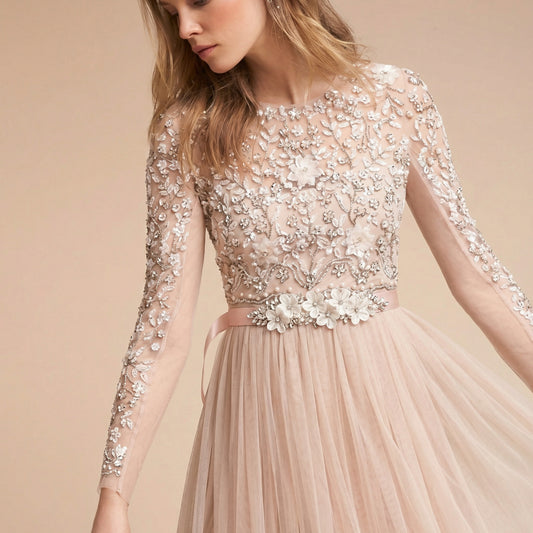 Ivory Rhinestone & Flower Belt - Bridella BS64