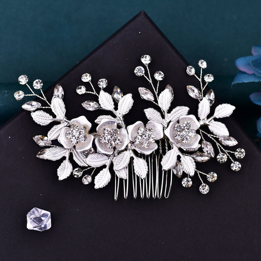 Silver Rhinestone Bridal Hair Comb Wedding Accessory - Bridella BHP343-S