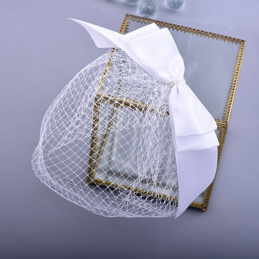 Hot Sale High Quality White Bowknot Mesh Veil Prom Party Hair Comb Veil Bridal Wedding Birdcage Veil - Bridella BVA03