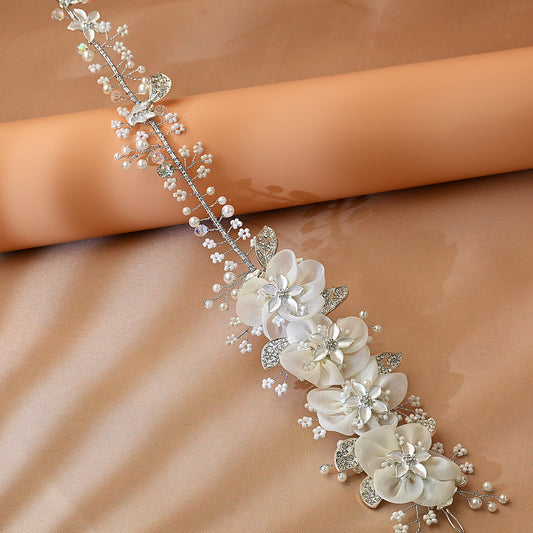 Pearl Flower Bridal Hair Vine Wedding Headpiece – Bridella BHP274-S