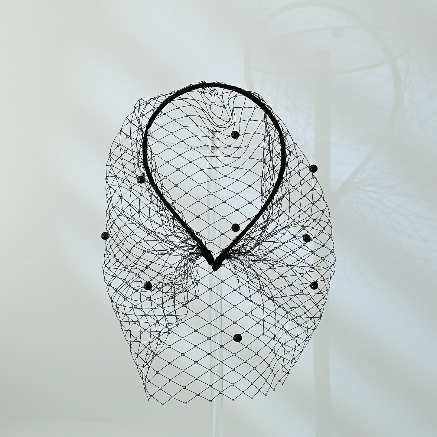 Black Pearl Birdcage Bridal Veil Gothic Wedding Veil - Bridella BMA35