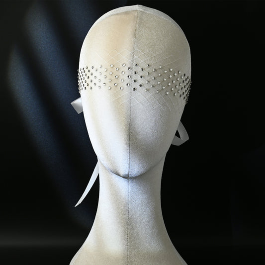 Rhinestone Bridal Face Veil Wedding Headband Veil - Bridella BMA53