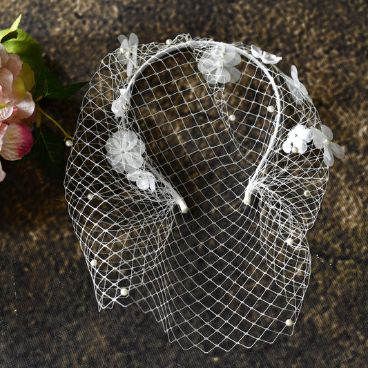 Floral Bridal Veil Headband Wedding Hair Accessory - Bridella BVA27-W