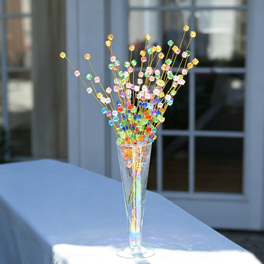 Single Stem Multicolor Crystal Beaded Artificial Flower K24
