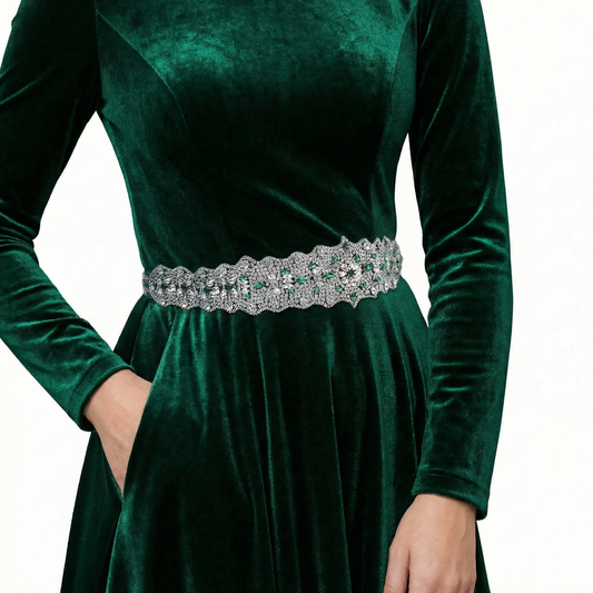 Green Rhinestone Bridal Belt Wedding Sash – Bridella BS233LKL