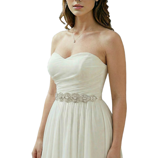 Off White Rhinestone Bridal Belt Wedding Sash – Bridella BS239