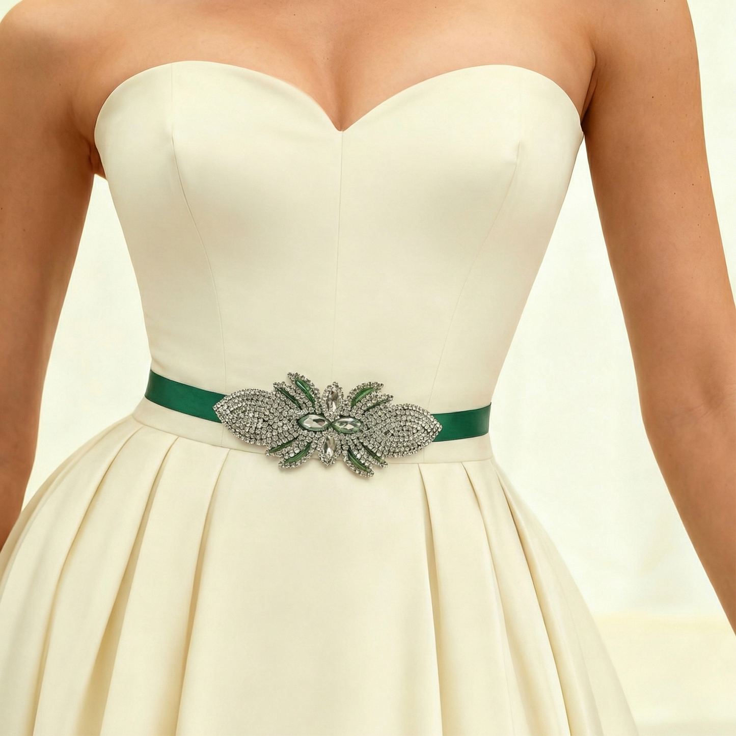 Emerald Green Rhinestone Bridal Sash Wedding Dress Belt – Bridella BS152KL