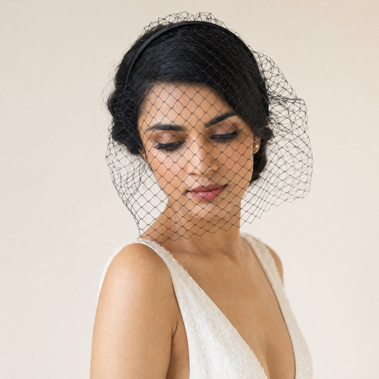 white White Mesh Headband - Bridella BVA06A-B