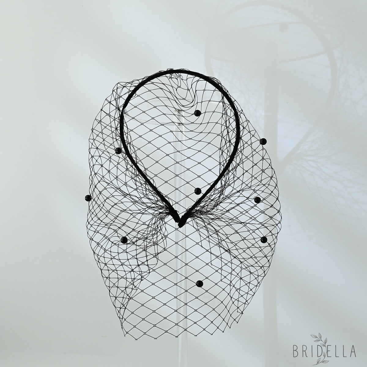 Black Pearl Birdcage Bridal Veil Gothic Wedding Veil - Bridella BMA35 - Black