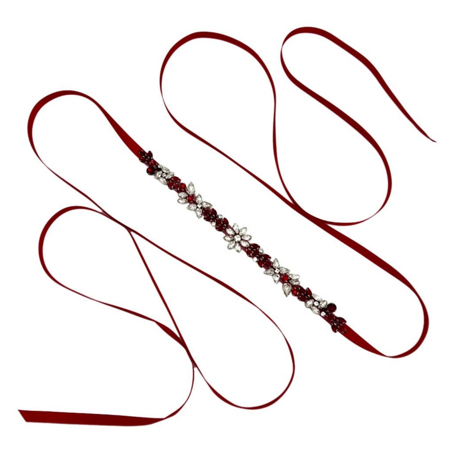 BS174R burgundy rhinestone belt