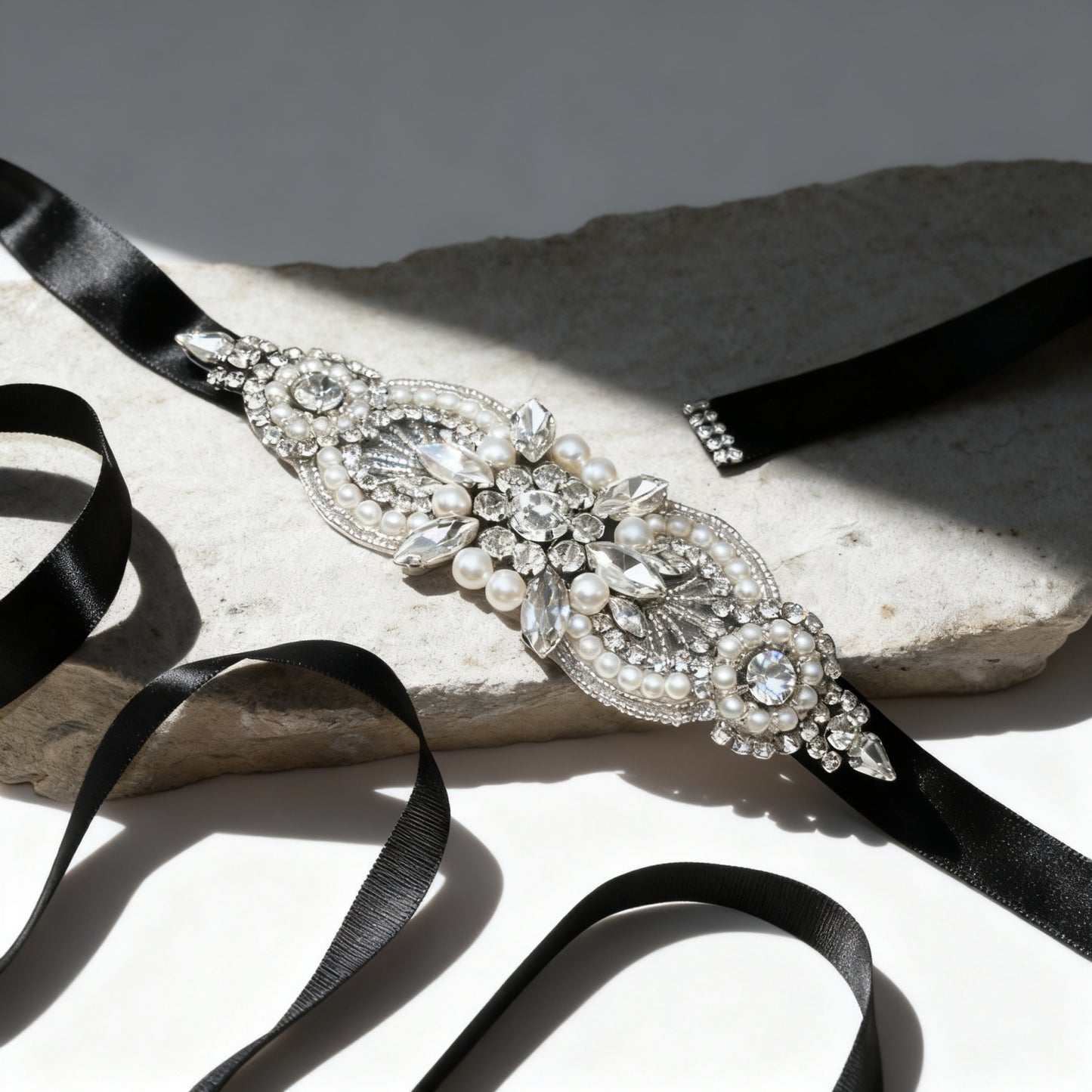 Bridella BS159 Black Rhinestone Belt