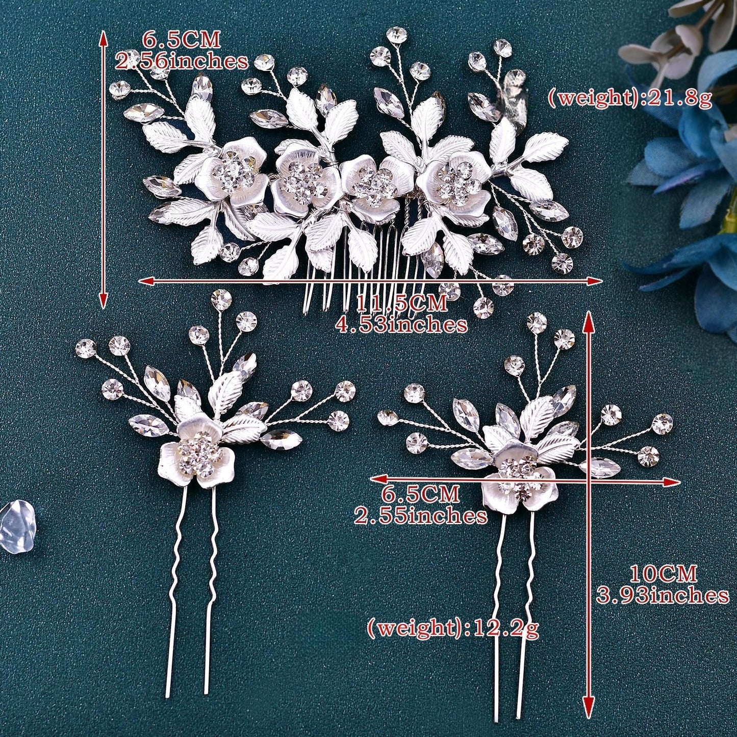 Silver Rhinestone Bridal Hair Comb Wedding Accessory - Bridella BHP343-Comb