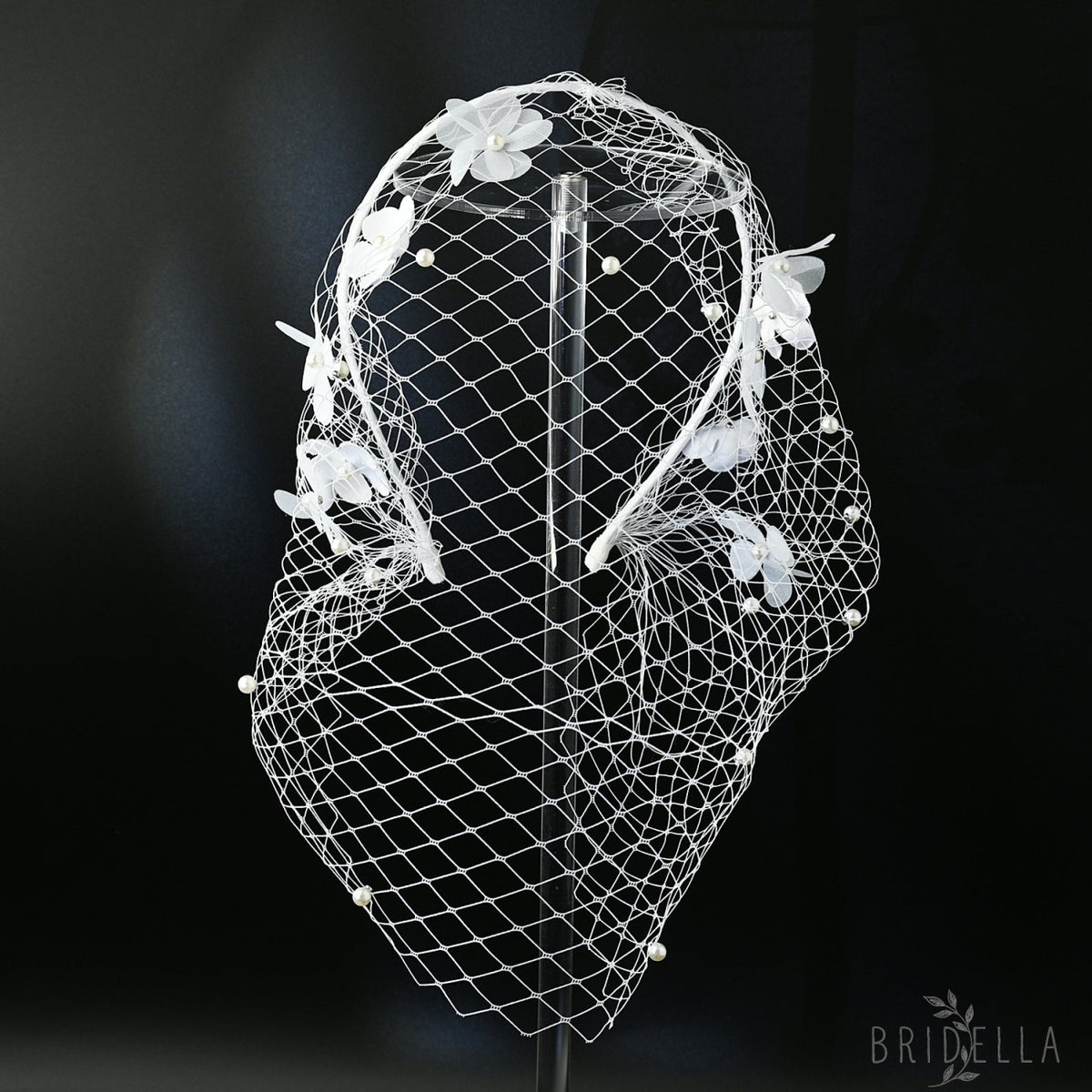 Floral Bridal Veil Headband Wedding Hair Accessory - Bridella BVA27-W - IVONY