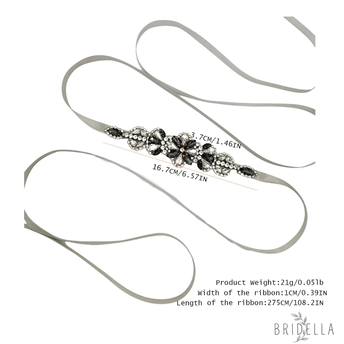 Grey Rhinestone Belt - Bridella BS464H - Gray - Blets