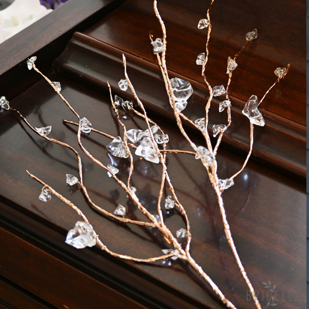 Handmade Rose Gold Irregular Crystal Twig Branch Picks K150 - White