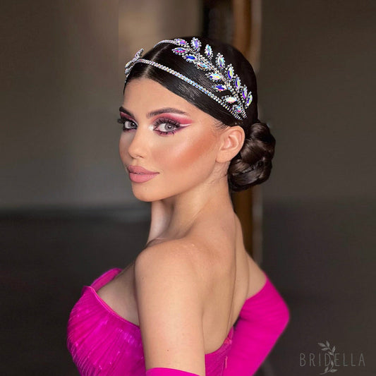 BHP642-AB Colors ivory rhinestone headband