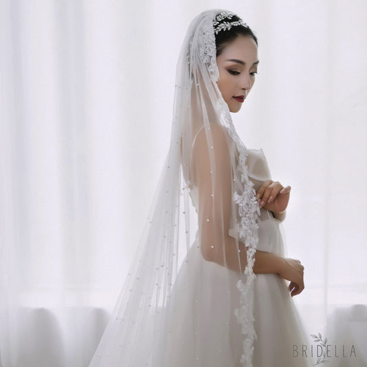 V82-IY3 ivory lace mesh hair comb