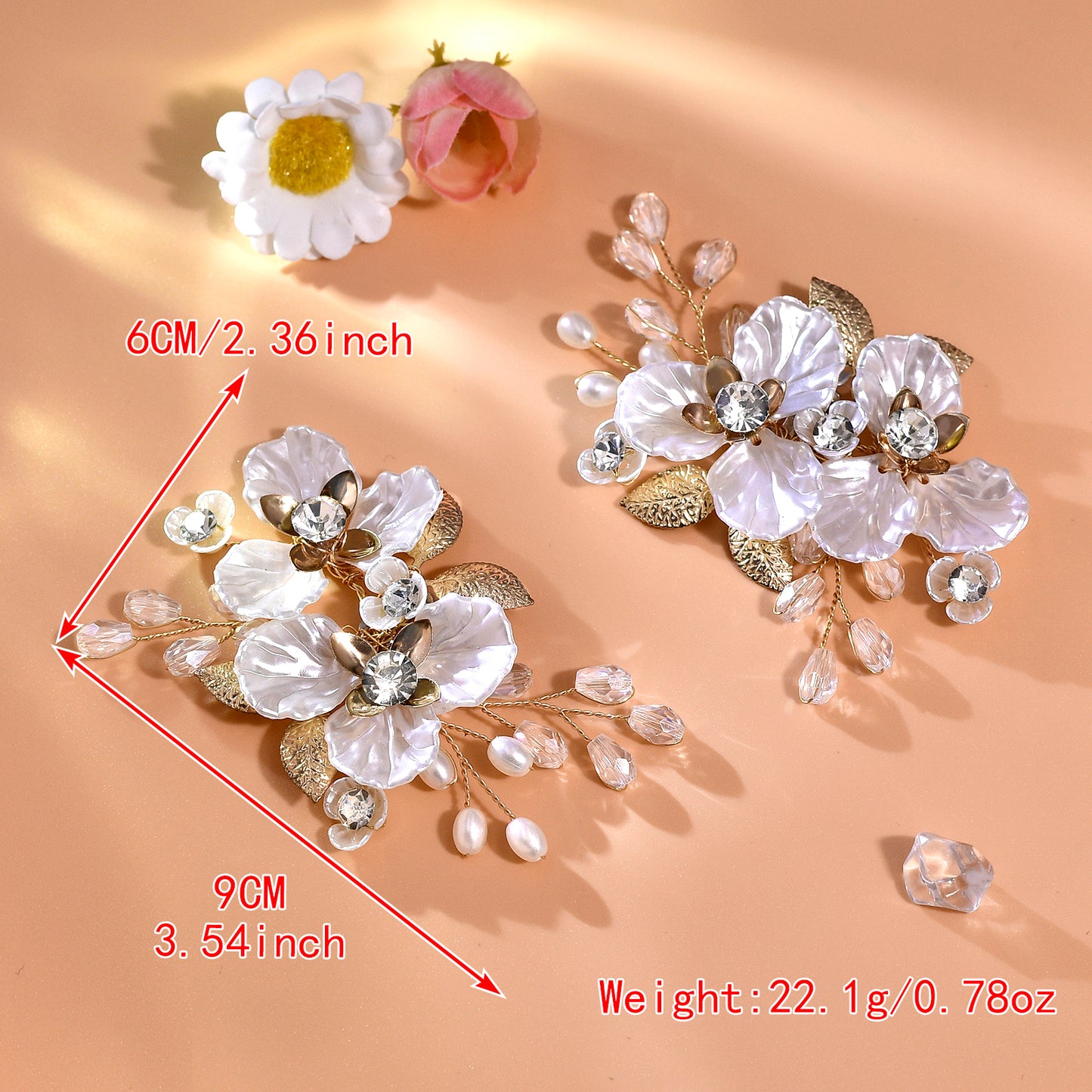 Gold Leaf Rhinestone Bridal Shoe Clips Wedding Decoration - Bridella BHX65