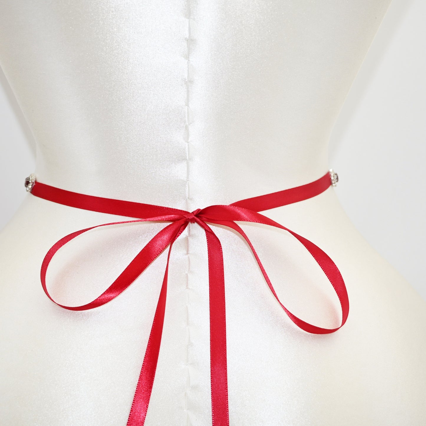 Wine Red Rhinestone Bridal Belt Adjustable Waist Sash Bridella BS189
