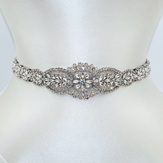 Silver Rhinestone Belt - Bridella BS02