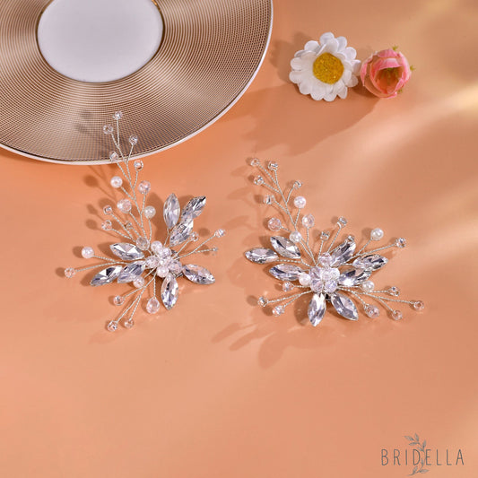 Pearl Rhinestone Bridal Shoe Clips Wedding Heel Decoration - Bridella BHX59 - White