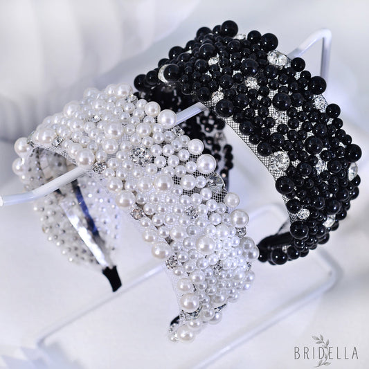 Retro Pearl Rhinestone Bridal Headband Party Hair Accessories - Bridella BYXA210