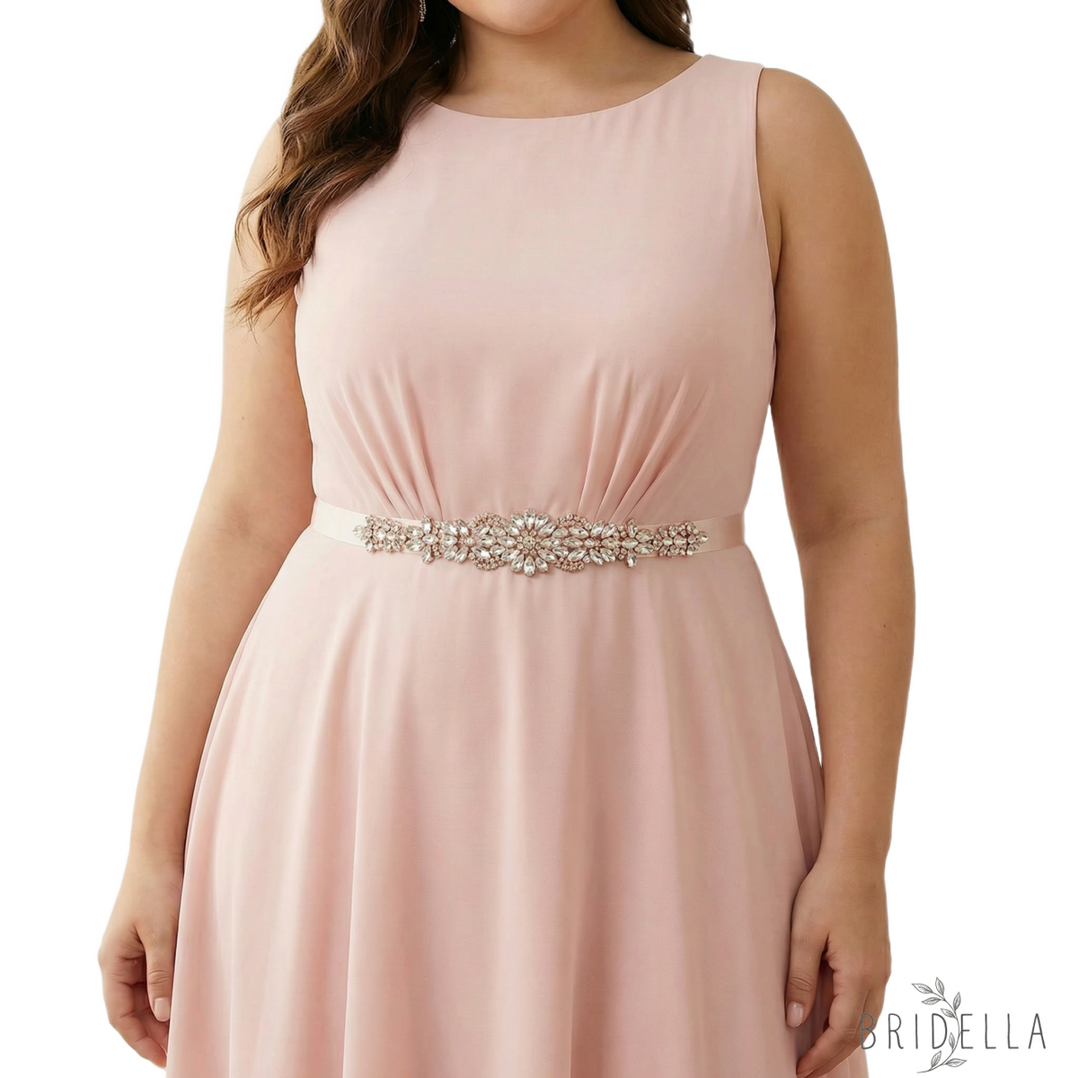 Rose Gold Rhinestone Bridal Dress Belt for Wedding - Bridella BS423-RG - Retro Pink Ribbon - Belts