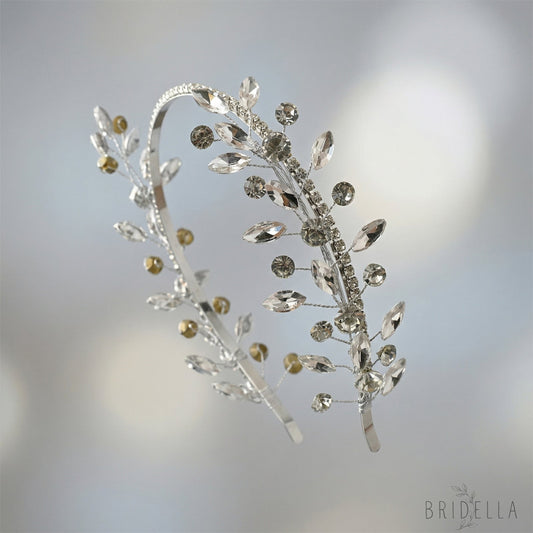 Silver & Gold Rhinestone Bridal Headband for Wedding - BHP531 - Silvery - HEADWEAR