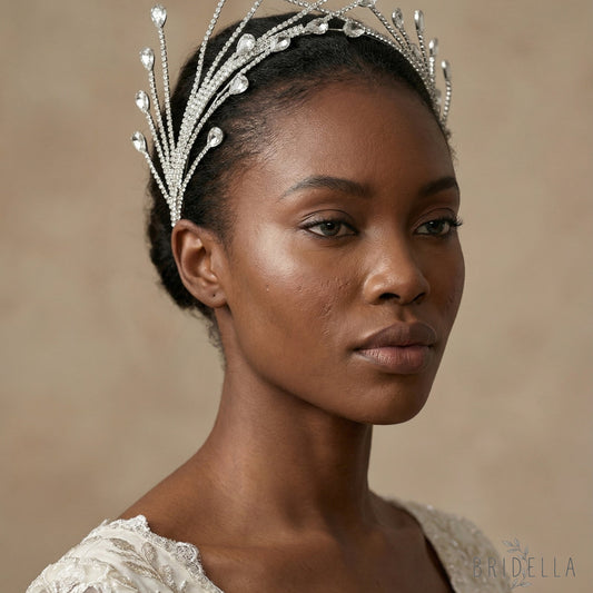 Silver Rhinestone Bridal Crown Tiara Wedding - Bridella BHP497-S - Silvery - HEADWEAR
