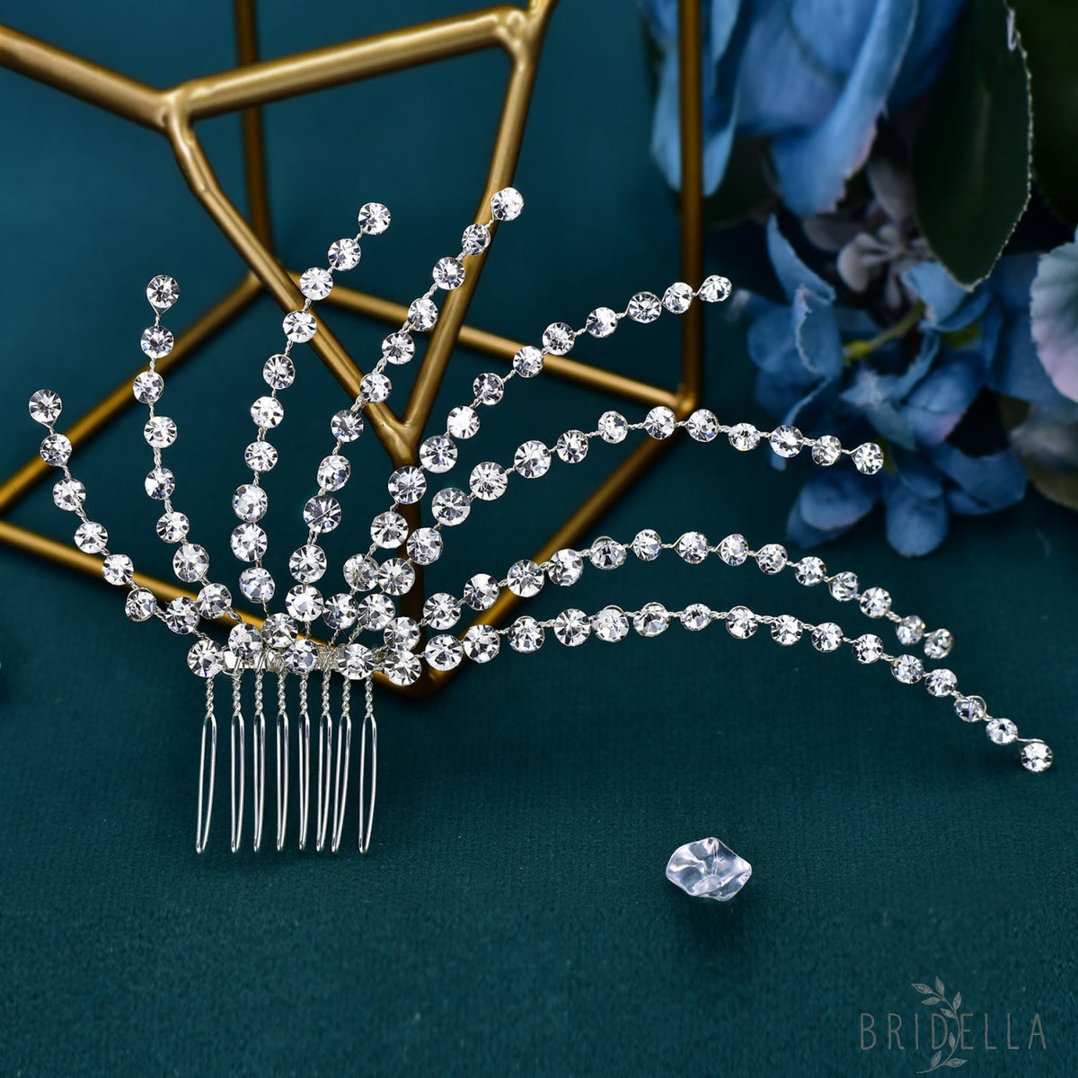 BHP563-S silver rhinestone hair comb