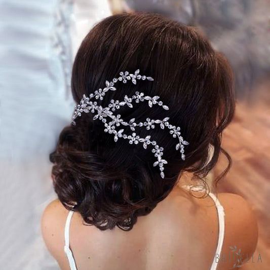 BHP568-S silver rhinestone hair comb
