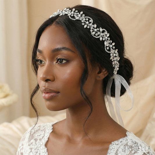 Silver Rhinestone Bridal Headband Bridella BHP266-S - Silvery - HEADWEAR